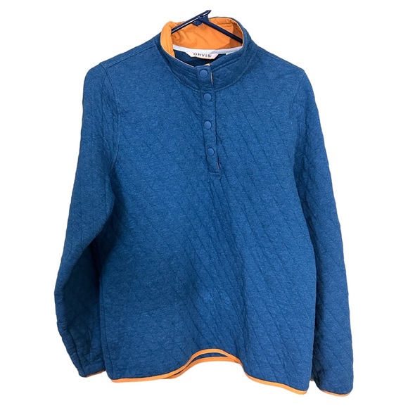 Orvis Other - Orvis Quilted Pullover Sweater Size XL Blue Quarter Snap